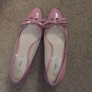 Prada low heels pink patent leather